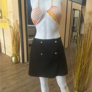 H&M Elegant Black Skirt with Gold Button Accents